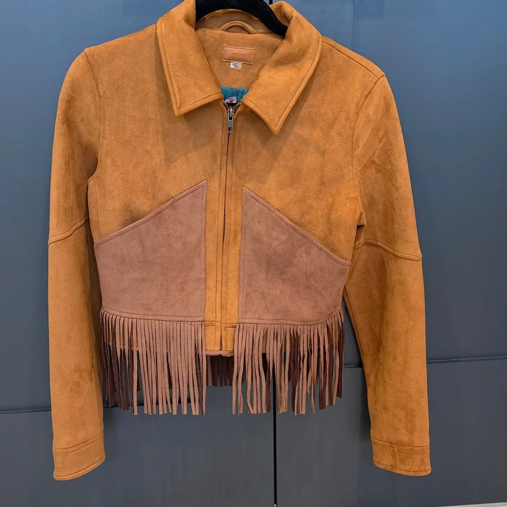 MOTHER Brown Leather Fringe Jacket - Picture 2 of 7